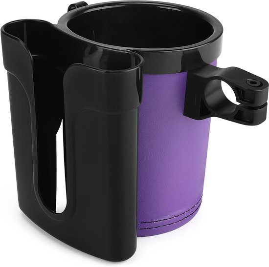 Fiets Bekerhouder - Fleshouder Stuur - Drinken Onderweg - 3-in-1 met Telefoonhouder - Verstelbare Clip - Zwart Paars — afbeelding 3