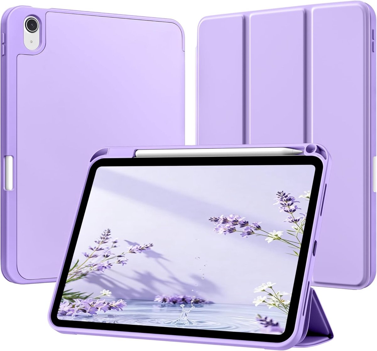 Tolvia Tablet Hoes Geschikt voor Apple iPad 11 (2025) A16/iPad 10.9 Inch (2022) - Zachte TPU Achterkant - Trifold Stand - Pencil Houder - Met Auto Wake/Sleep - Paars
