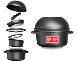 CuliStack® Essential Pannenset 8-delig - potten- & pannenset met afneembaar handvat - stapelbaar en…