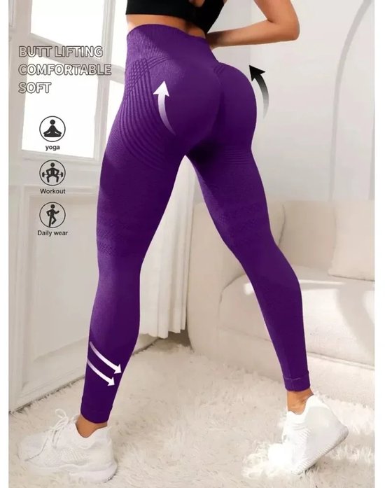 3D anti-cellulite leggings voor dames - Hoge taille, billen liftend & buikverstevigend - Sportlegging voor gym, workout & yoga - Dames sportlegging kopen - Grijs - Maat M van Merkloos — afbeelding 3