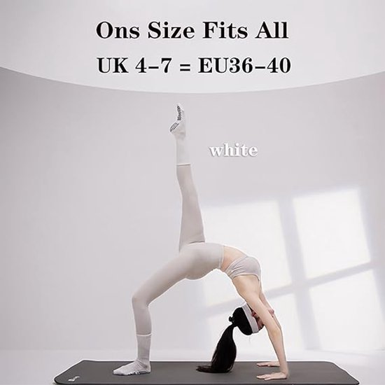 4 paar antislip yogasokken voor dames, halfhoge trainingssokken in één maat, sportsokken voor pilates, ballet en andere sporten van Merkloos — afbeelding 5