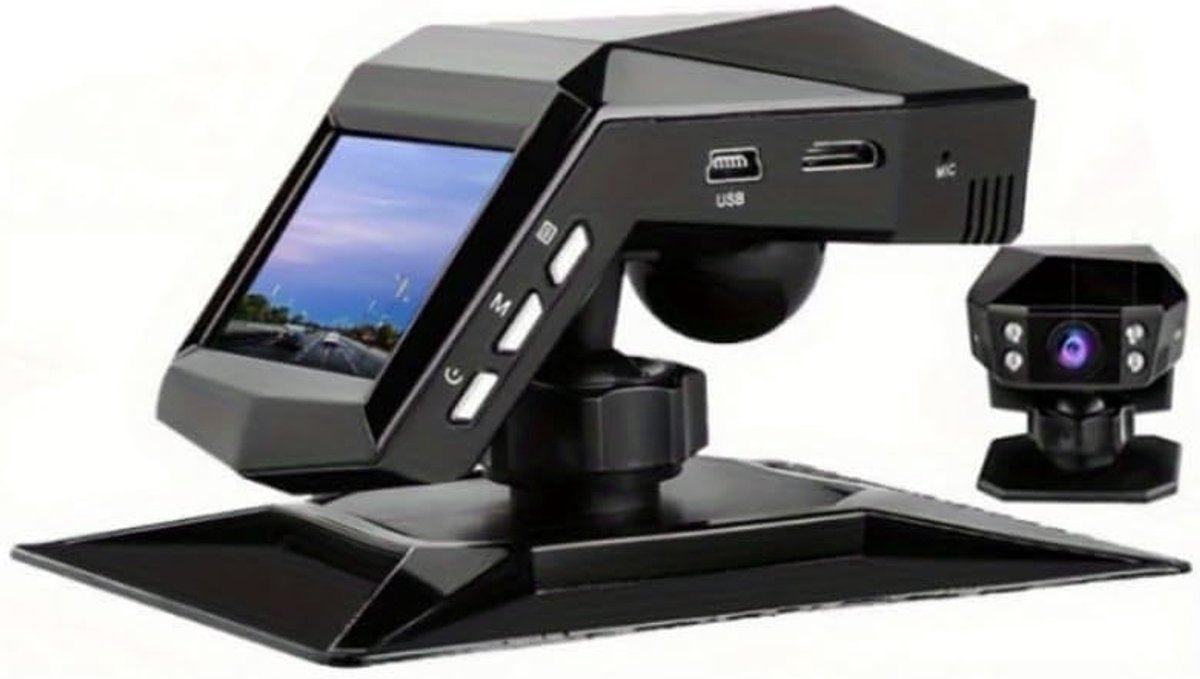 4K+1080P 3-kanaals dashcam voor auto's, camera voorzijde & ingebouwde camera achterzijde, 3,0" scherm, 170° groothoek, 4K-dashboardcamera-recorder