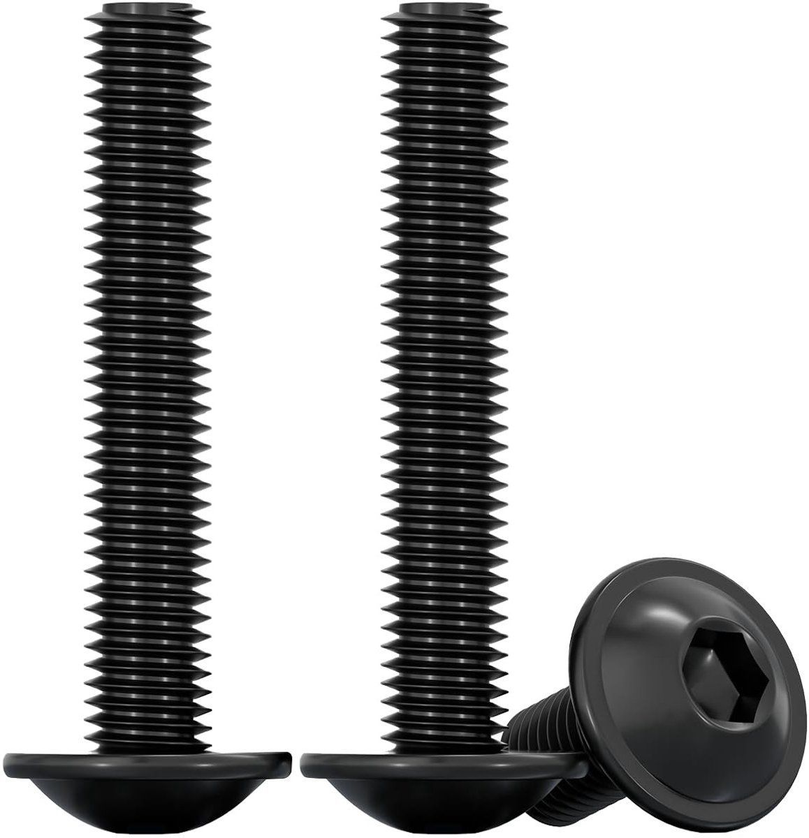 Lenskopschroeven met Flens en Binnenzeskant M6 x 40mm Zwart RVS A2 V2A - 20 Stuks