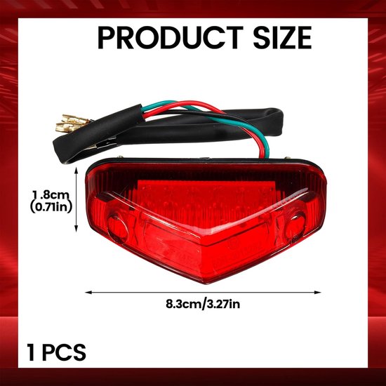 Motorfiets Achterlicht - LED Remlicht - Veilig Zichtbaar - Geïntegreerd 3-in-1 - 12V - Rood — afbeelding 2