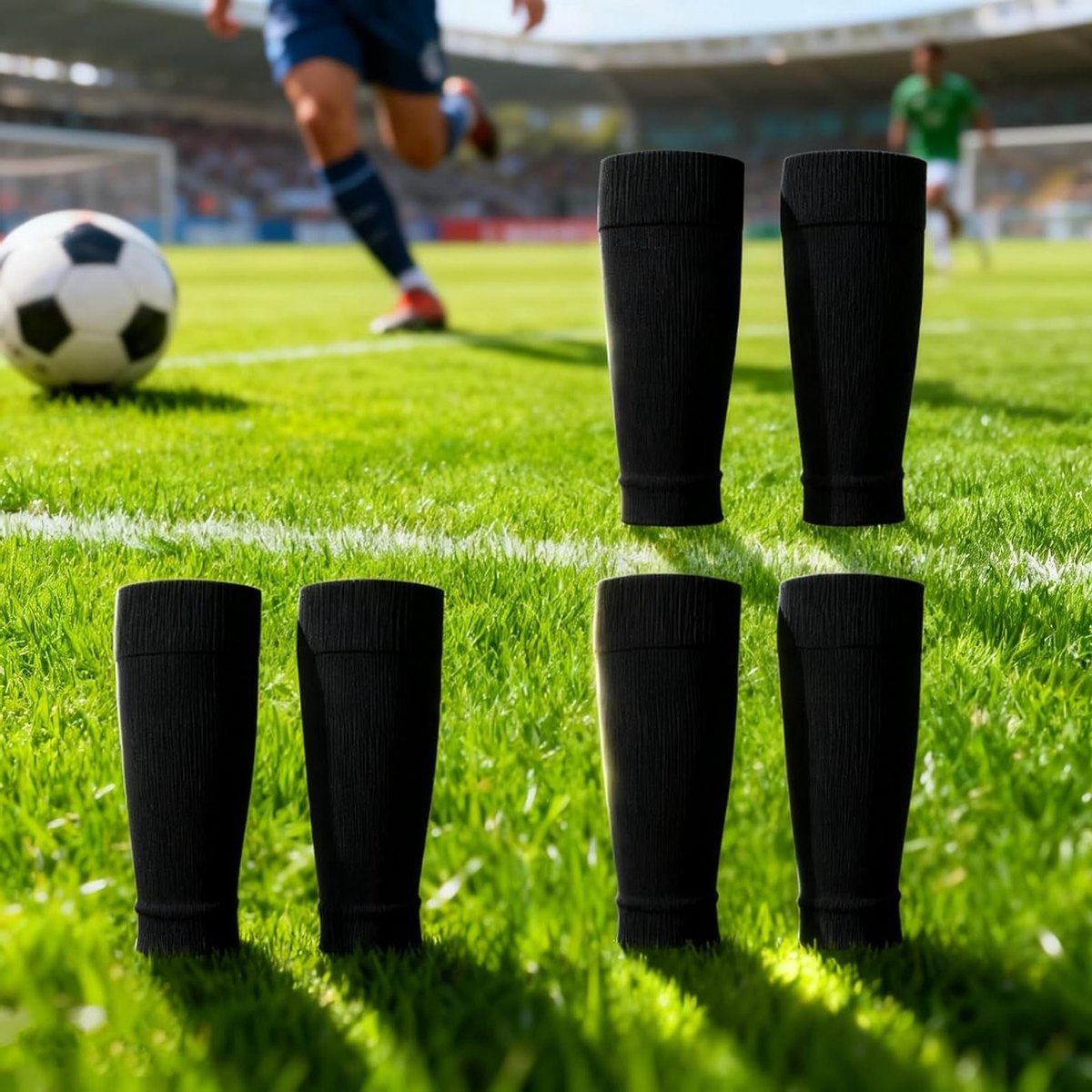Zwarte Scheenbeschermers Set van 6, Ademend en Comfortabel voor Voetbal, Basketbal en Fietsen