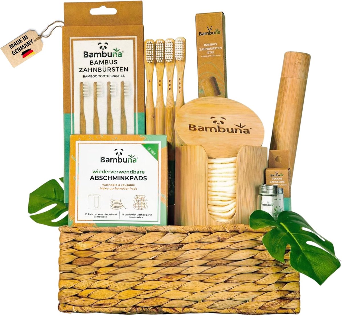 Cadeauset Handtandenborstels - Tandverzorging Set - Dagelijkse Mondhygiëne - 4 Bamboe Borstels - 10 x 5 x 3 cm