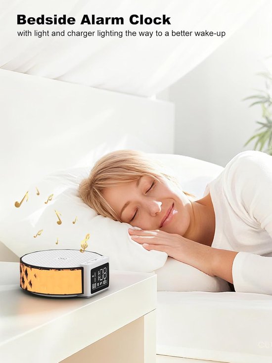 Lichtwekker - Bedlampje Oplader - Wakker Worden - Draadloos Laden - 14.3 x 5.4 cm - Wit — afbeelding 5