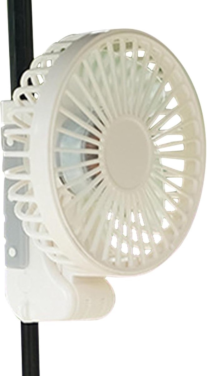 Opvouwbare Ventilator - Draagbare Koeler - Onderweg Koel - Parapluklem Bevestiging - 21x11x4 cm - Wit