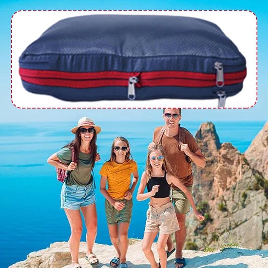 Reis Compressiezakken - Koffer Organizers - Ruimte Besparen - Dubbelzijdige Zakken - 37x27cm - Donkerblauw — afbeelding 2