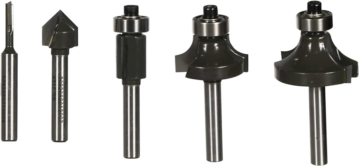 5-delige freesset 6 mm - compatibel met randfrees en bovenfrees