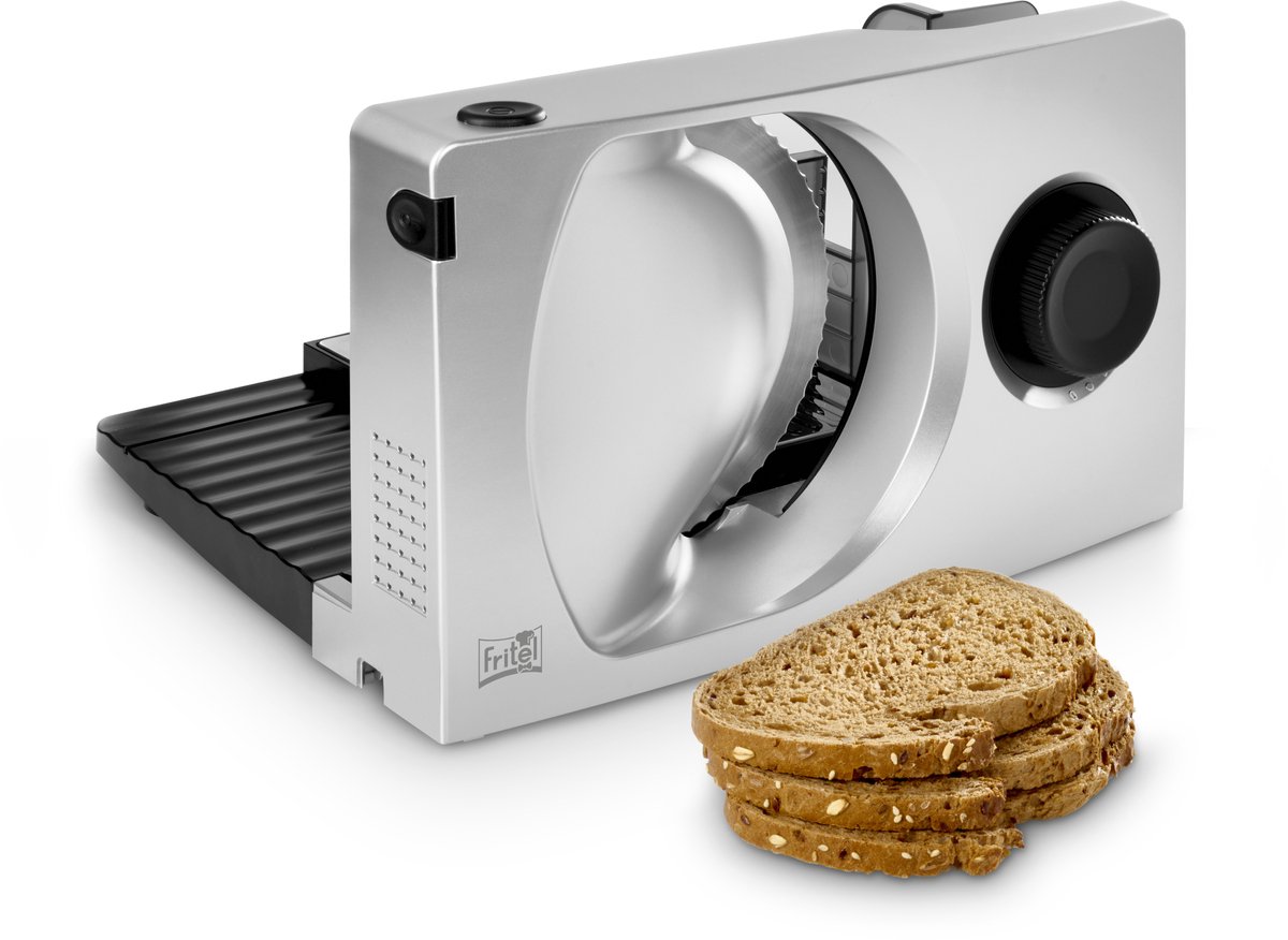 FRITEL SL 3111 Allessnijder – Broodsnijmachine voor Brood, Kaas & Charcuterie – Opvouwbaar – Instelbare Snijdikte 0-15 mm – Zwart/Zilvergrijs
