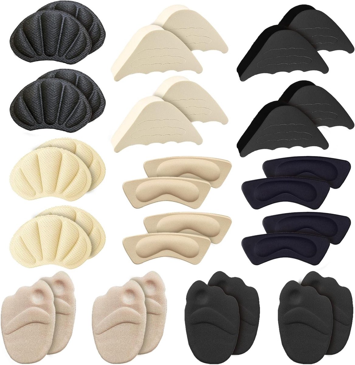 16 Paar Zachte Sponzen Heel Pads voor Te Grote Schoenen, Verstelbare Inlegzolen, Blisterpreventie en Comfort voor Dames, Herbruikbare Hielbeschermers