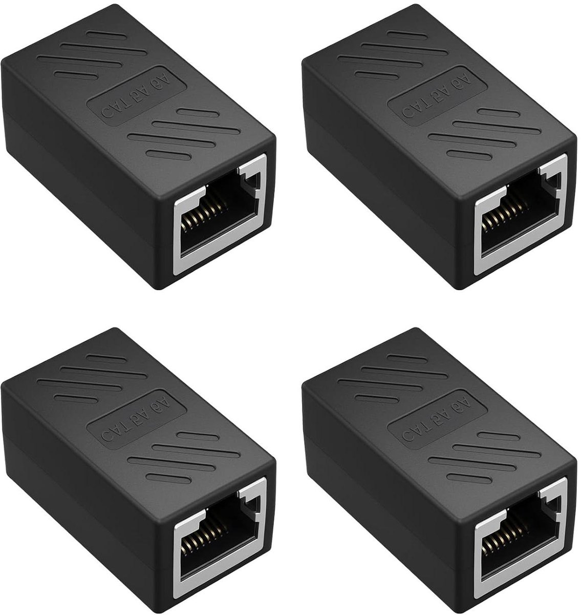 Ethernet Koppeling - Netwerk Verlengstuk - Netwerk Uitbreiden - Vergulde Contacten - 4 stuks - Zwart