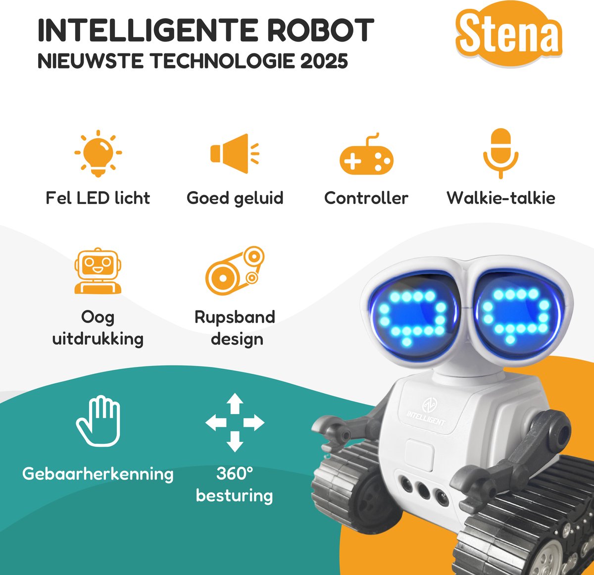 Intelligente Robot - Interactief STEM Speelgoed - Bestuurbaar met Controller en met Handgebaren - LED Ogen - Walkie Talkie - Muziek - Jongens - Oplaadbaar — afbeelding 7