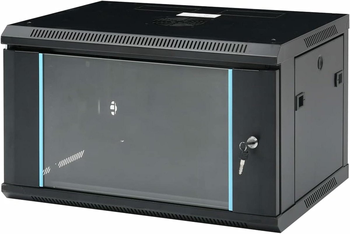 Netwerkkast Wandmontage - Serverkast Datakast - Apparatuur Beveiligen - Afneembare Zijpanelen - 600 x 450 x 375 mm - Zwart