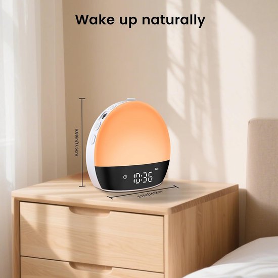 Slimme Wekker met Lichtsimulatie voor Zware Slapers en Bluetooth Speaker — afbeelding 3