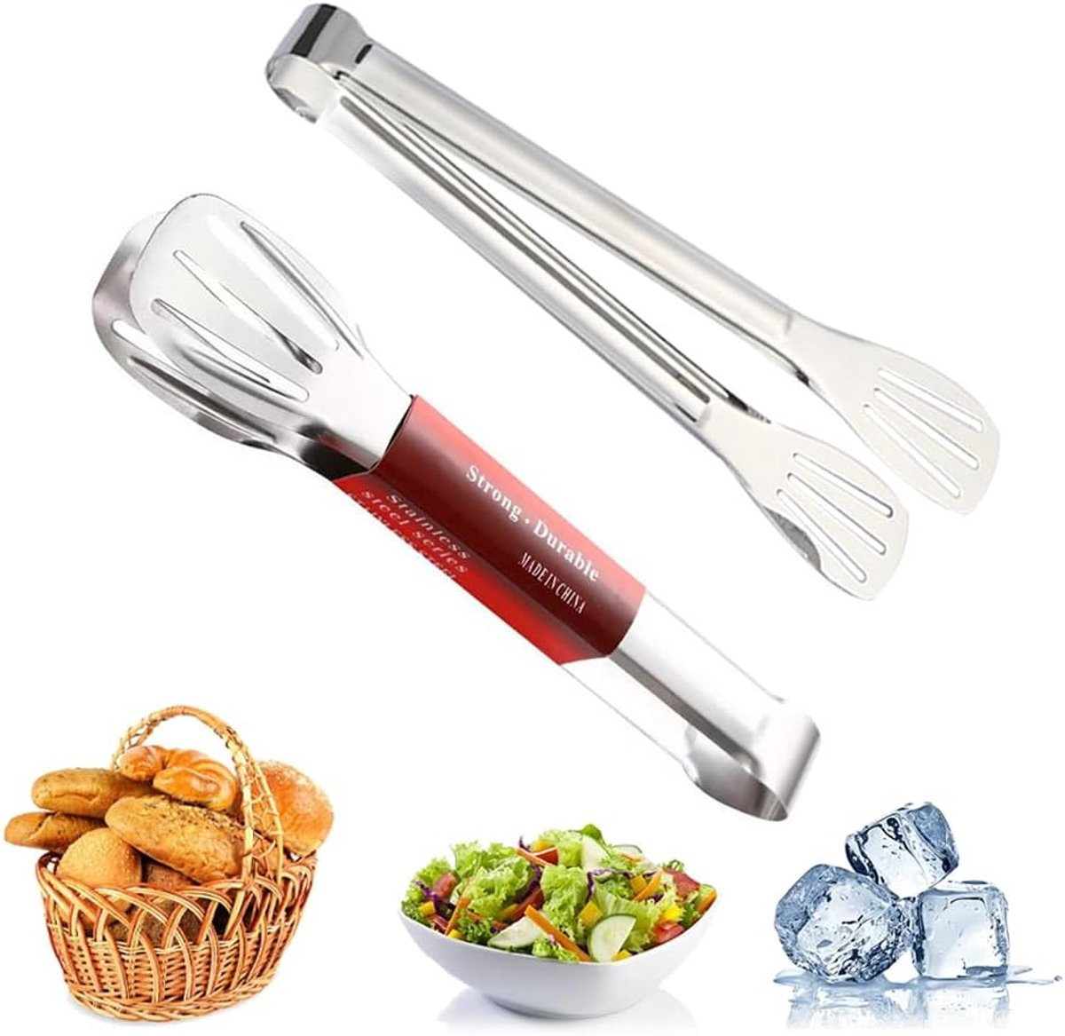 Roestvrij Stalen Grilltang - 2 Stuks - Hittebestendig - 23 cm - Voor Grillen, Bakken en Salades