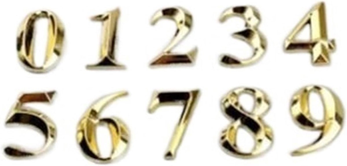 3D Huisnummer - Deur Cijfer - Adres Aanduiding - Zelfklevend Design - 50x30 MM - Goud