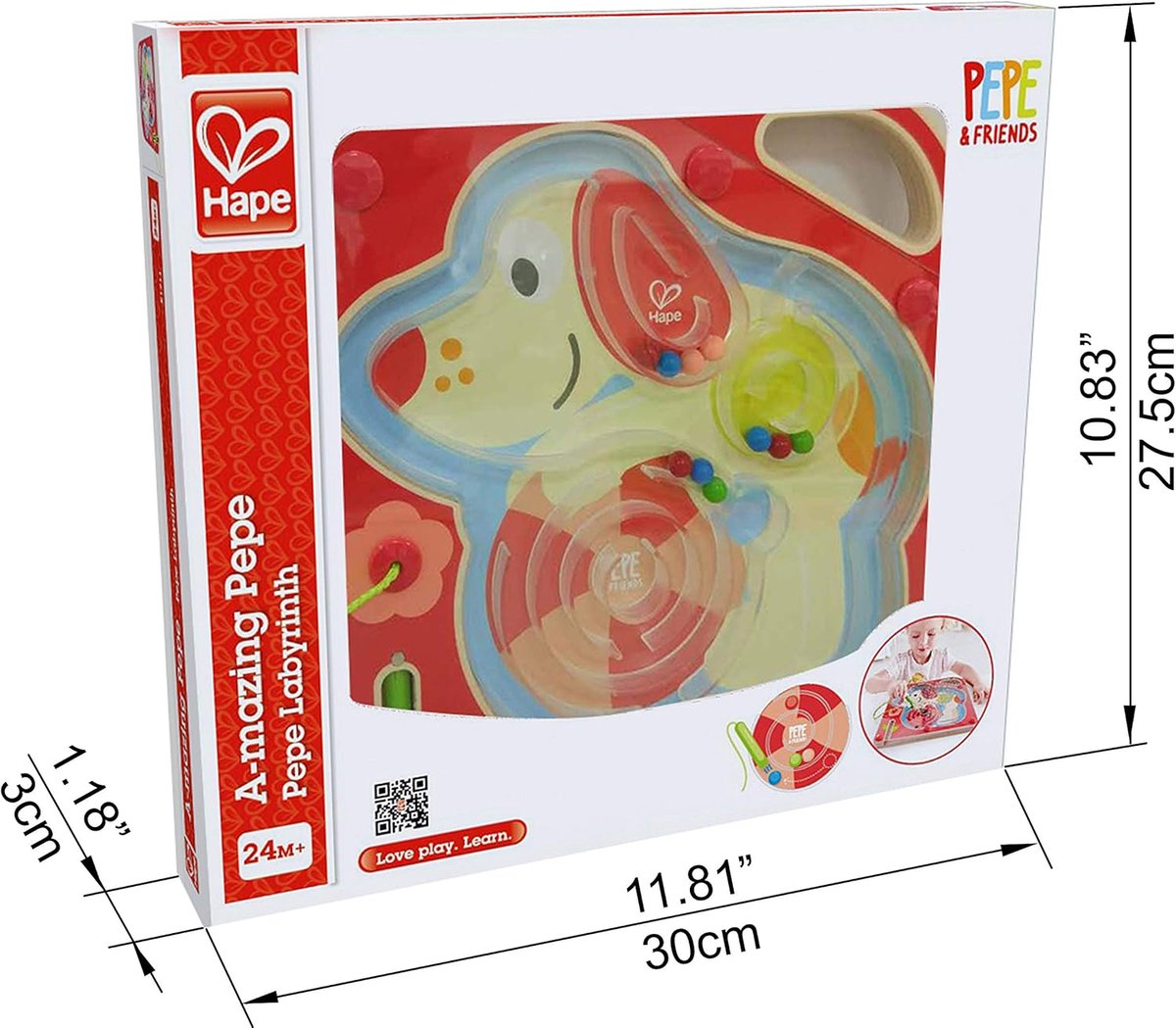 Houten Doolhof Spel - Bal Puzzel - Kinderen Leren Spelen - Fantasie Thema - 24.5 x 24.5 x 21 cm
