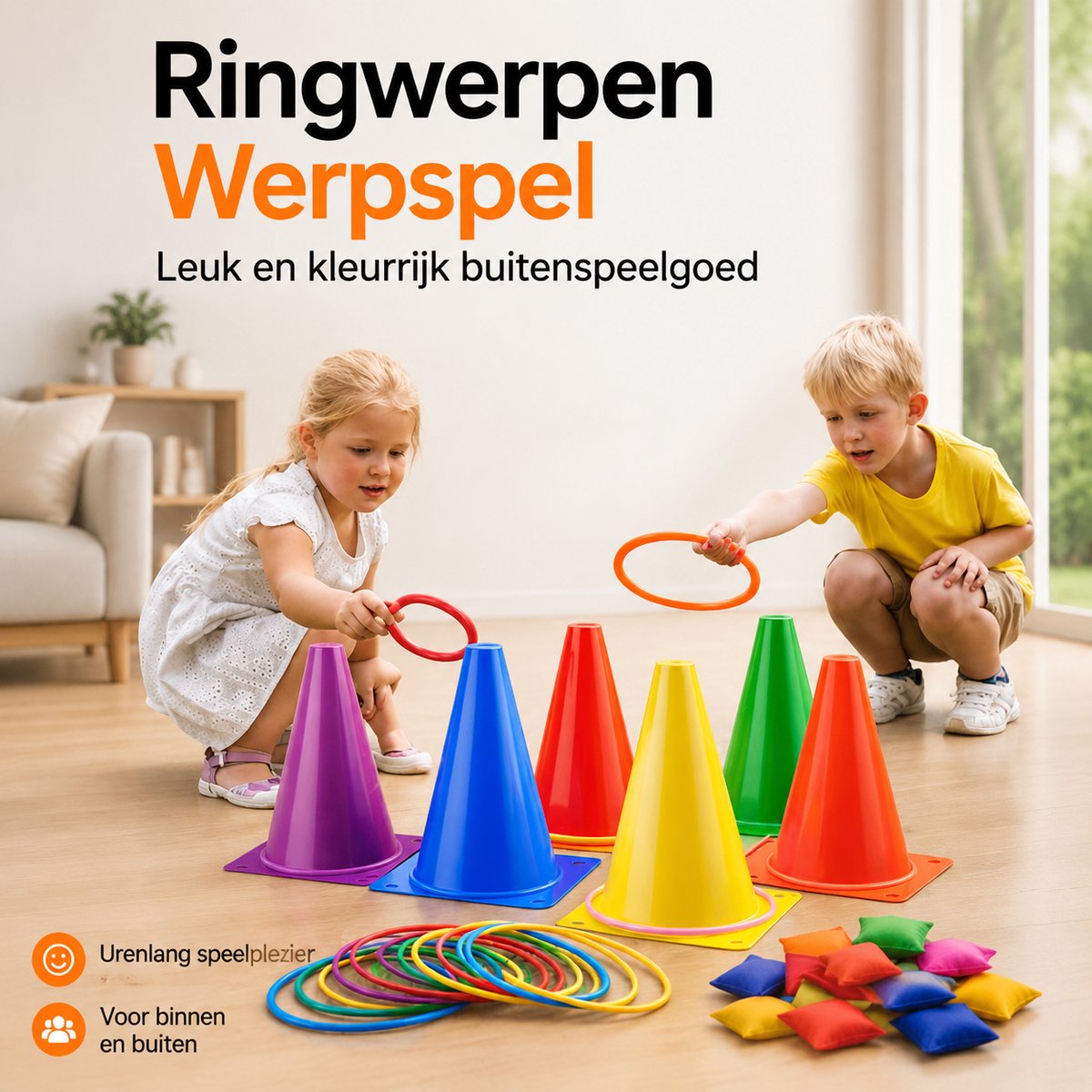 BOTC Ringwerpen Werpspel - 32 delige - Buitenspeelgoed - Ring Gooien - Werpspel kinderen - 1 Set — afbeelding 2