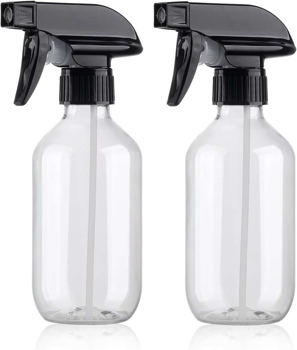 Navulbare spuitflessen - verstelbare sproeikop - 2 stuks - transparant - 300 ml