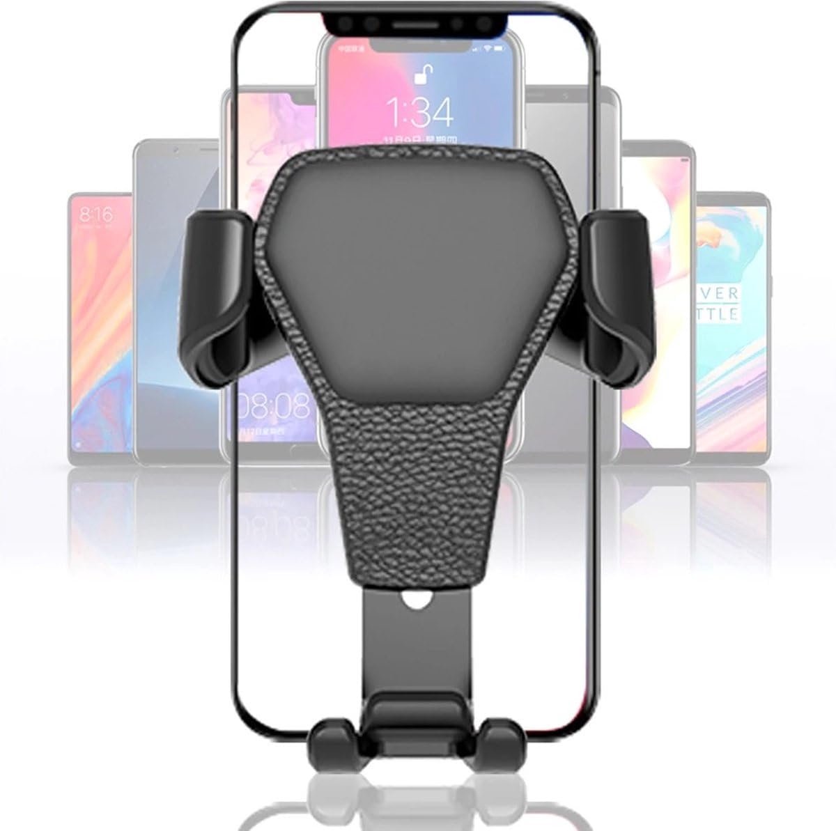 Okado Telefoonhouder Auto Ventilatierooster Zwaartekracht – Universele GSM Houder – Automatisch Klemmechanisme – Voor 4–6,5 inch Smartphones – Zwart, Voor Horizontale Ventilatieroosters