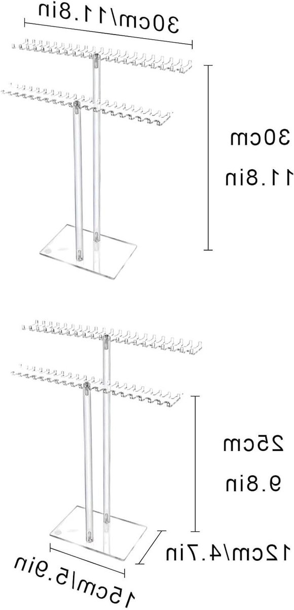 Dubbele ketting- en oorbellenhouder, transparante sieradenstandaard voor kettingen, armbanden en oorbellen, ideaal voor organisatie en presentatie