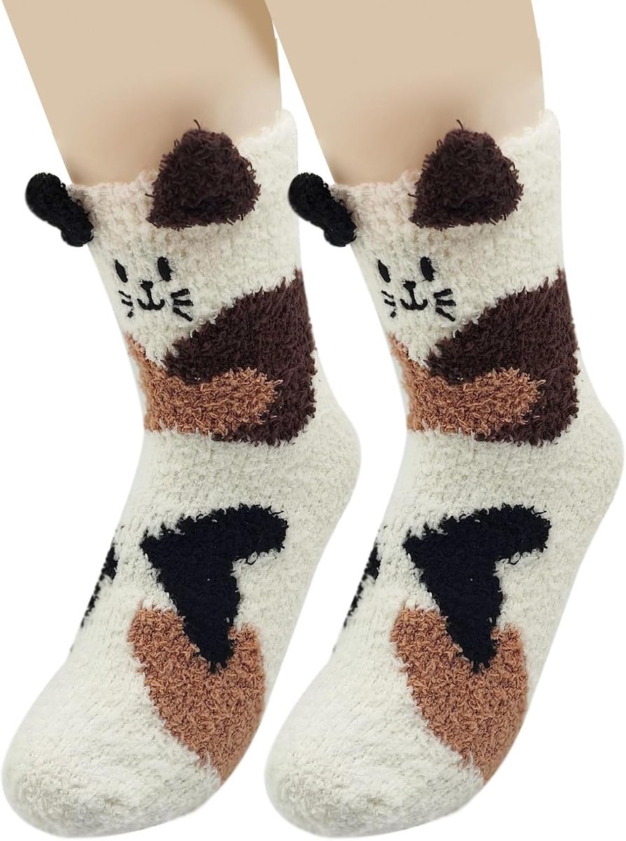 Warme Sokken - Fleece Sokken - Winter Comfort - Schattig Katten Design - One Size