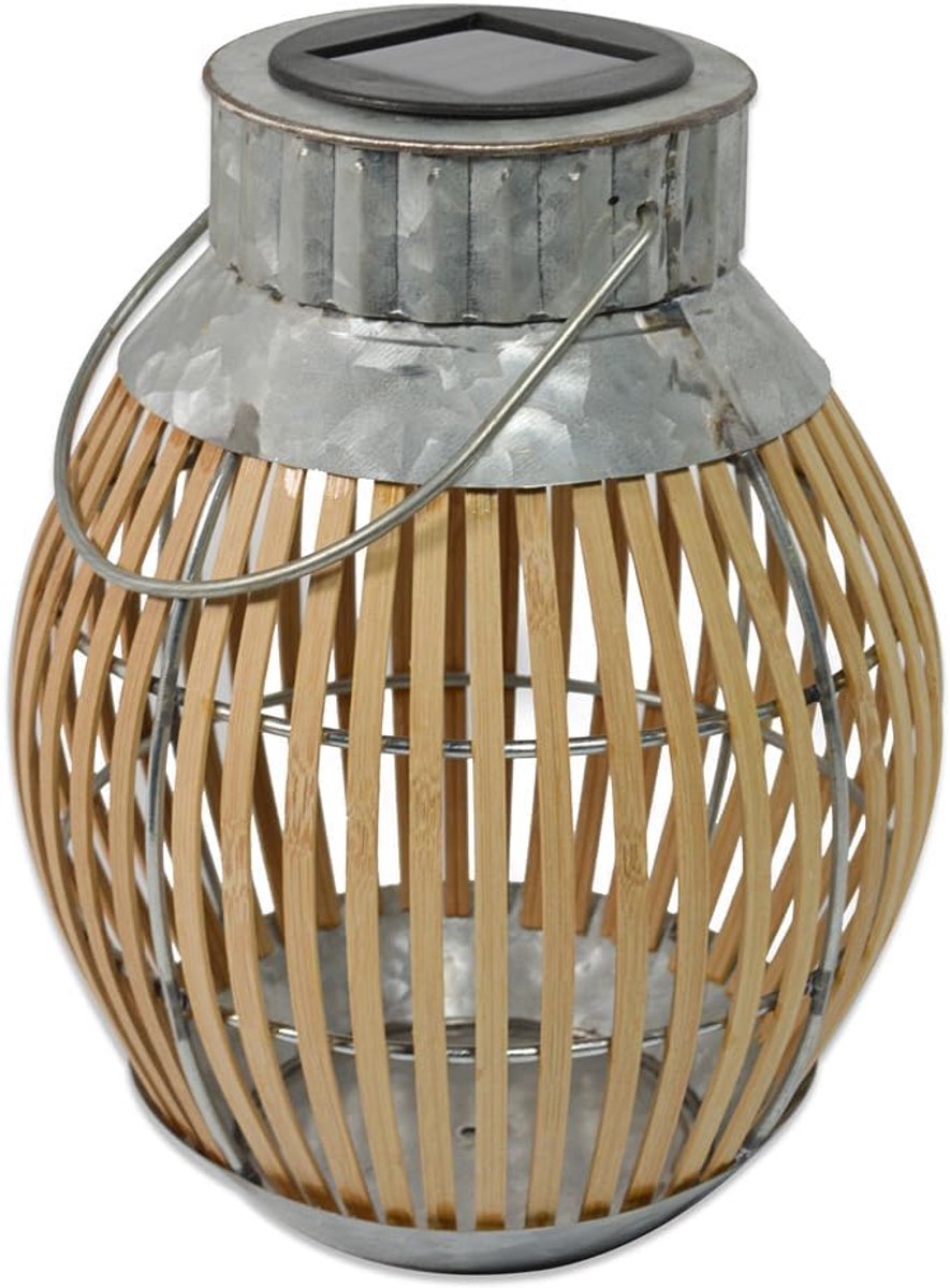 Zonne Lantaarn - Buitenlamp Bamboe - Tuin Decoratie - Waterbestendig Ontwerp - 35 cm Hoog 