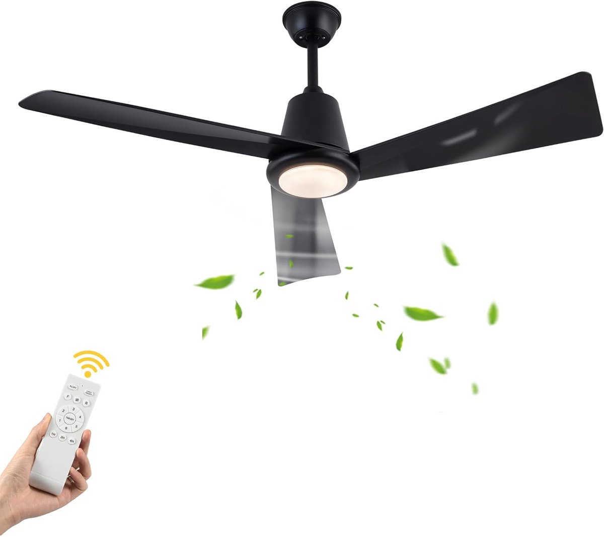 Plafondventilator met verlichting - Ventilatorlamp - Comfort in huis - 6 Snelheden en 3 Kleuren - 52 inch - Zwart