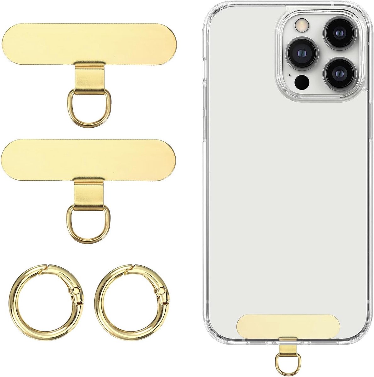 2 Stuks Mobiele Telefoon Lanyard Patches met 2 Metalen Veerring, Draagbare Universele Telefoonbeveiliging zonder Lijm, Geschikt voor de Meeste Smartphones en Mobiele Apparaten