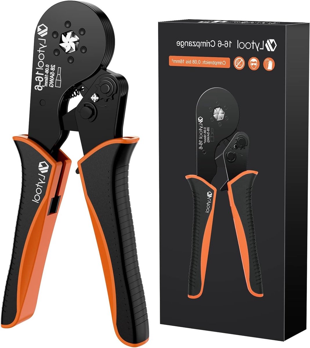 Zelfinstelbare Ratchet Crimping Pliers Set voor Hexagonale Bootlace Ferrules 0.08-16mm², Professionele Crimp Tool voor Elektrische Verbindingen en Kabels