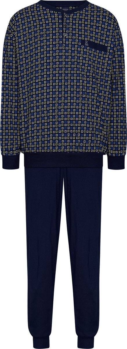Robson Heren Pyjamaset - Squares - Blauw - Katoen - Maat 54