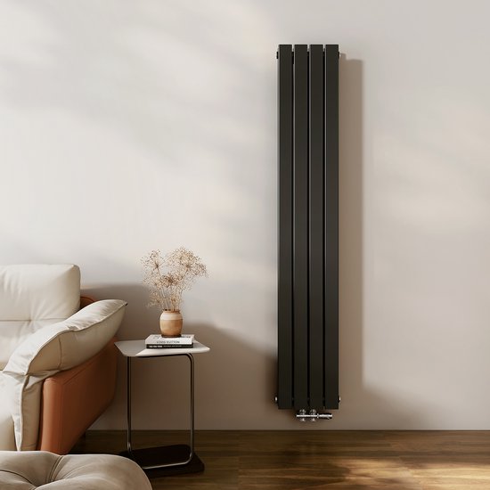 Zwarte Design Radiator EMKE Radiator - Dubbel-laags plat, mat zwart - 180x30 cm - 911 W | bol