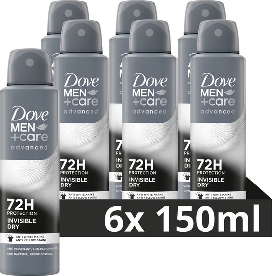 Foto: Dove men care advanced anti transpirant deodorant spray invisible dry 6 x 150 ml voordeelverpakking
