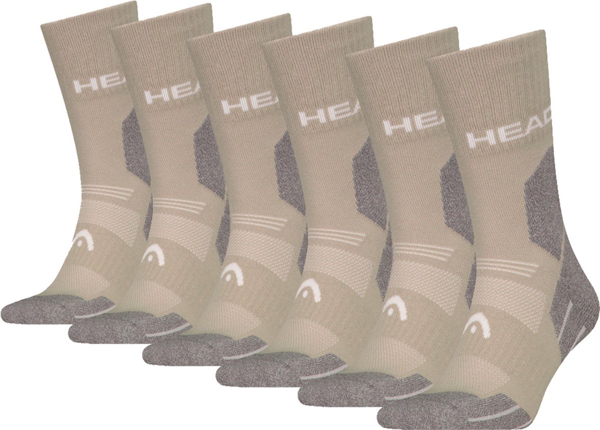 HEAD Wandelsokken All Climates Hiking Crew 6 paar Hoge Hiking Sokken Taupe