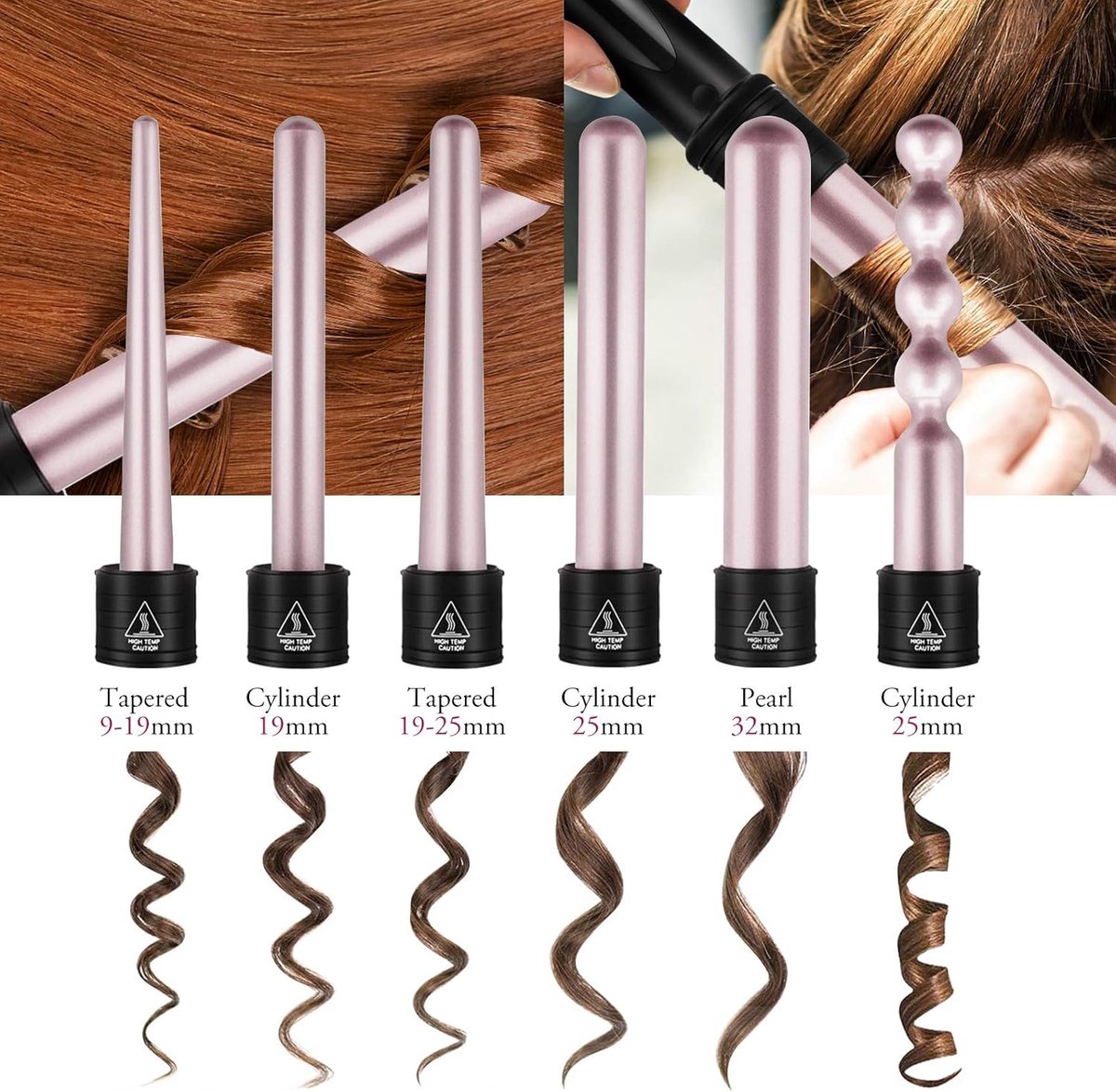 6-in-1 Automatische Krultang met Opzetstukken voor - afbeelding 2