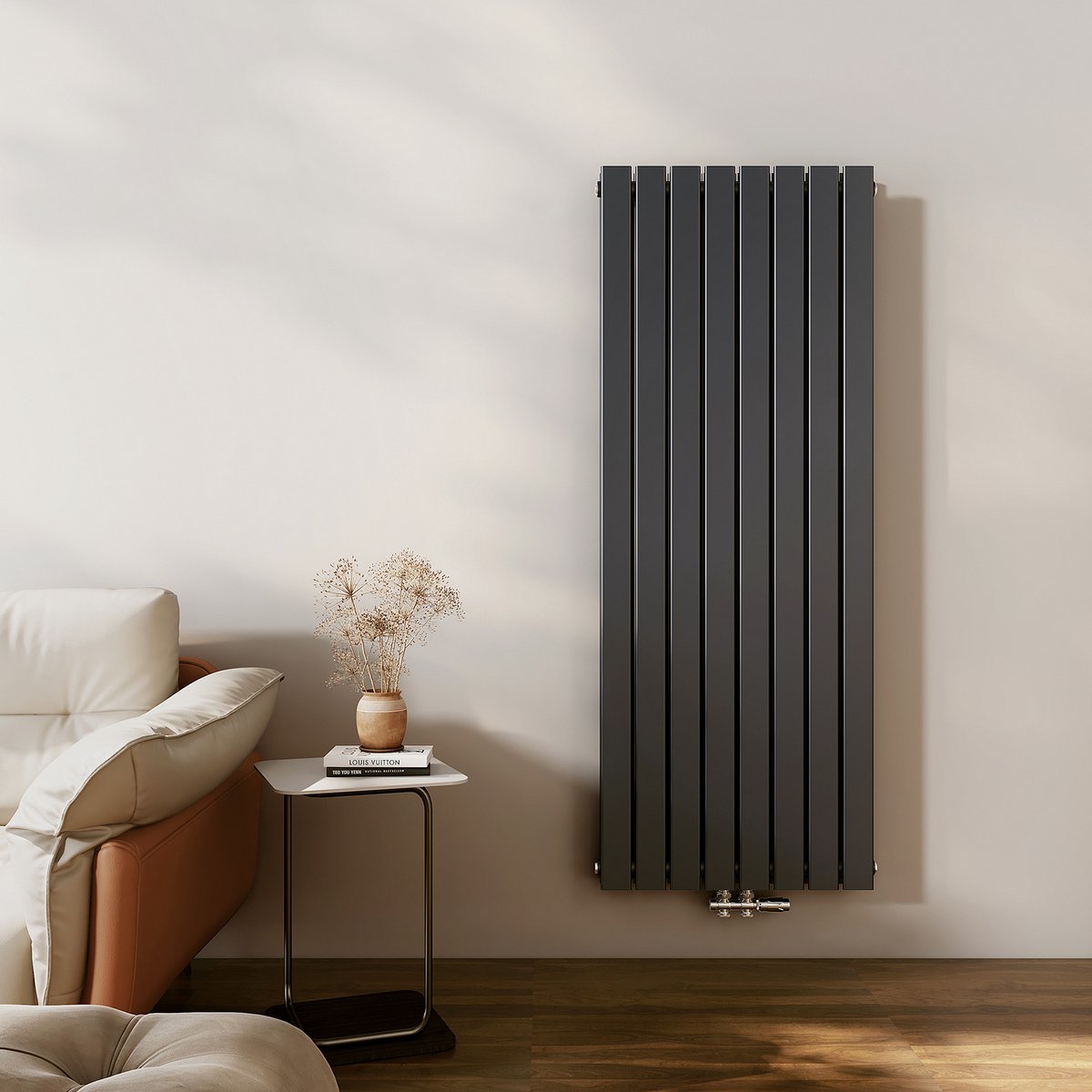 EMKE Radiator - Dubbel-Laags Plat - Mat Antraciet - 160x62 cm - 1988 W - Kolomradiator Vertical - Verwarming voor Alle Ruimtes