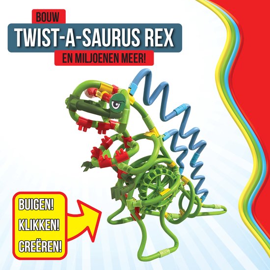 Spaghetteez - Twist-A-Saurus Rex - Flexibele Bouwstaafjes - Speelgoed 5,6,7,8 Jaar Jongens en Meisjes- Constructie Speelgoed- Montessori Speelgoed- Educatief Speelgoed