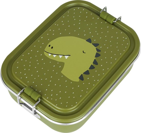 Trixie Brooddoos klein - Mr. Dino - RSV Lunchbox voor kinderen - Makkelijk te openen Broodtrommel - Groen