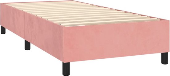 The Living Store Boxspring - Lit en velours rose avec éclairage LED- 203 x 90 x 118/128 cm - Matelas à ressorts ensachés - Surmatelas doux pour la peau - The Living Store