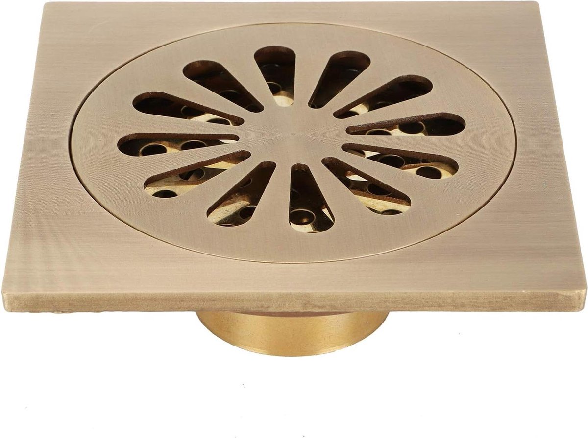 Vierkante douche afvoerputje set - Europese stijl antiek koper - badkamer toilet accessoire goud messing - content nodig .