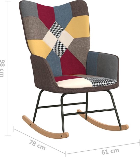 vidaXL Chaise à bascule Patchwork - Fauteuil - 61 x 78 x 98 cm - Multicolore - Chaise à bascule