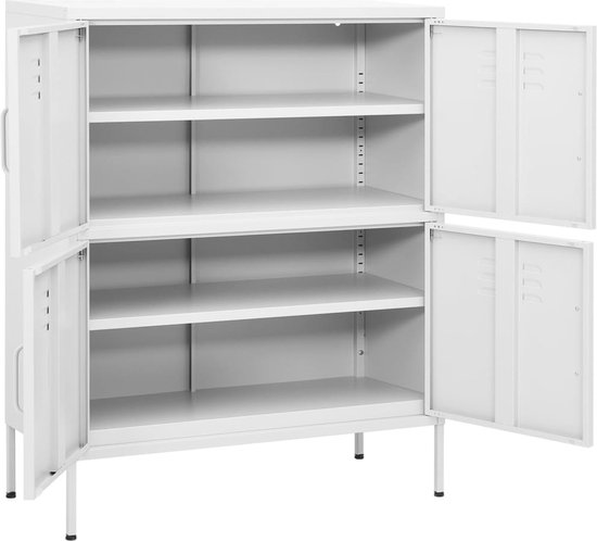 Armoire de rangement en acier The Living Store - 80 x 35 x 101,5 cm - Wit