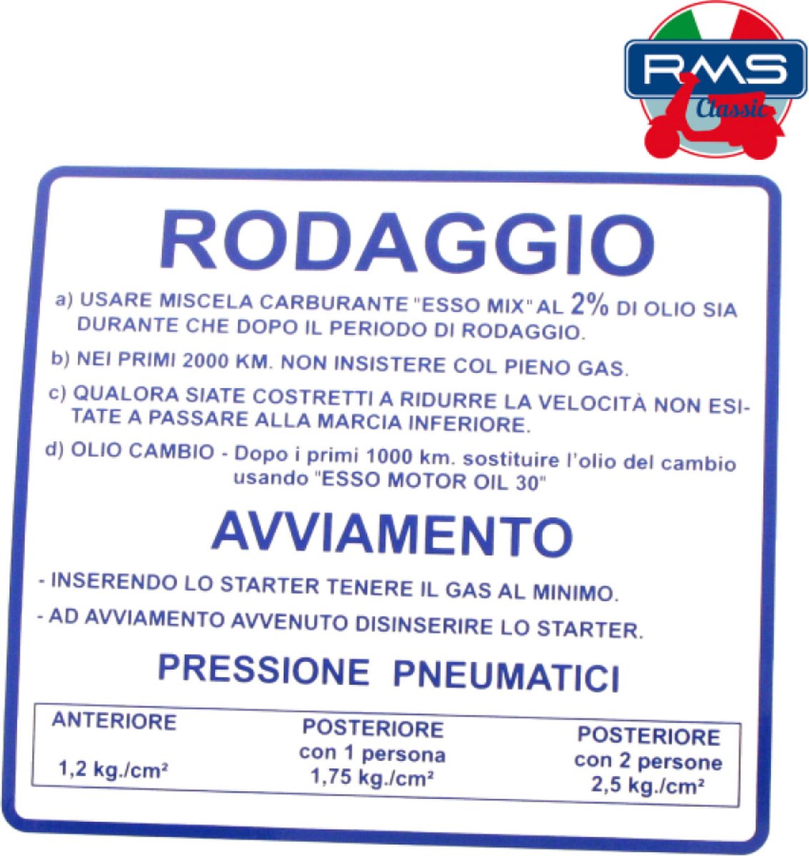 Autocollant stickers pour Scooter Piaggio 125 Cosa 1988 à 1991 Neuf