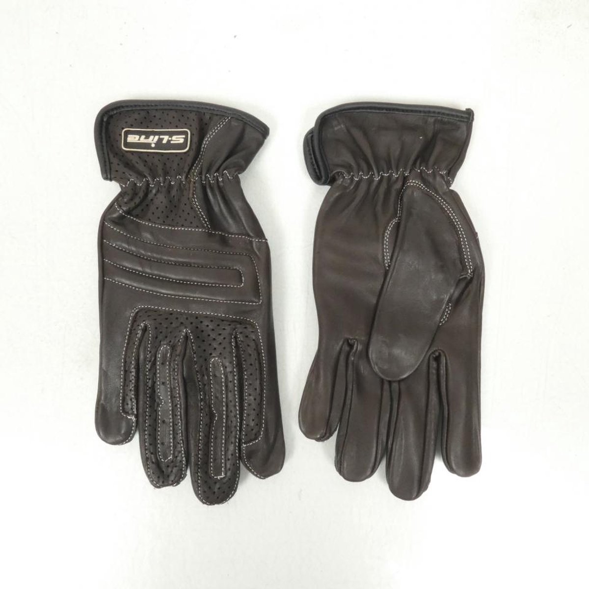 Paire de Gant moto cuir marron été S-Line pour homme / femme Taille M Neuf