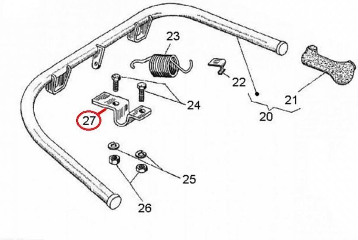 rms kickstandsteun voor piaggio 180 vespa rally 1968-1973 059188 059189