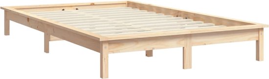 The Living Store Lit Bois de pin - Cadre de lit Classique en bois - 120x200cm - Aspect rustique