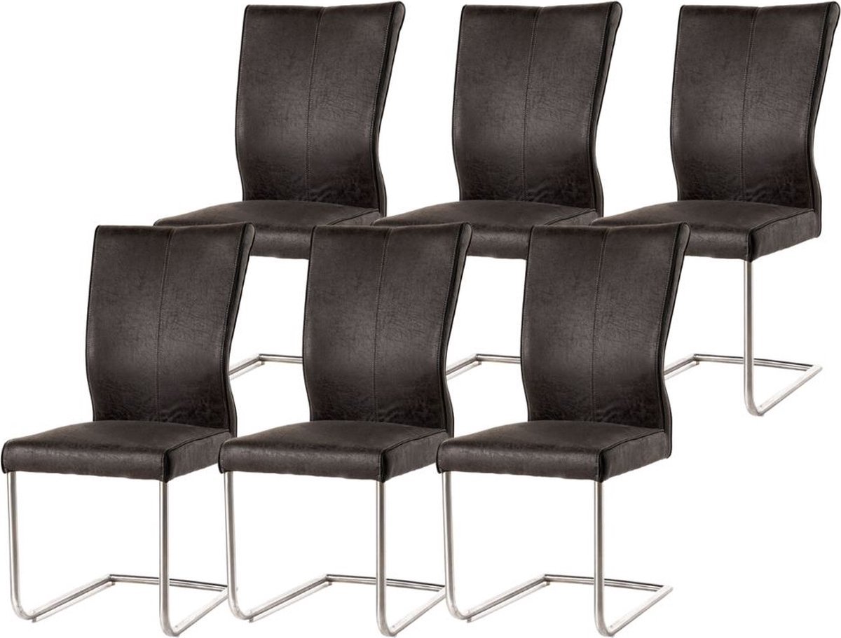 WAYS. – Kasjmier eetkamerstoelen – Blauwgrijs – Modern en comfortabel design – Metalen poten – 6 stuks