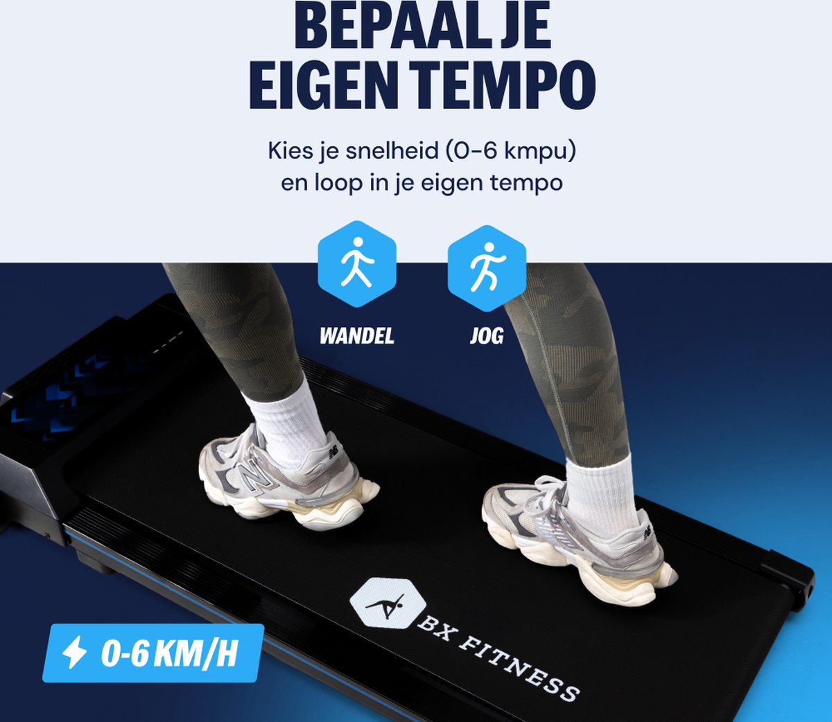 Afbeelding 2 van Loopband BX Powerrun 500 | 3 Helling niveau's | Walking Pad | Treadmill | Elektrische Loopband | Met Afstandsbediening | BX Fitness